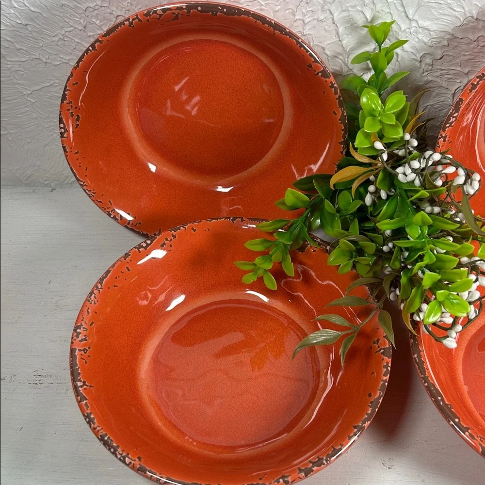 Gianna’s Home Bowls Melamine Rustic Orange Set Farmhouse Distressed Orange Bowls